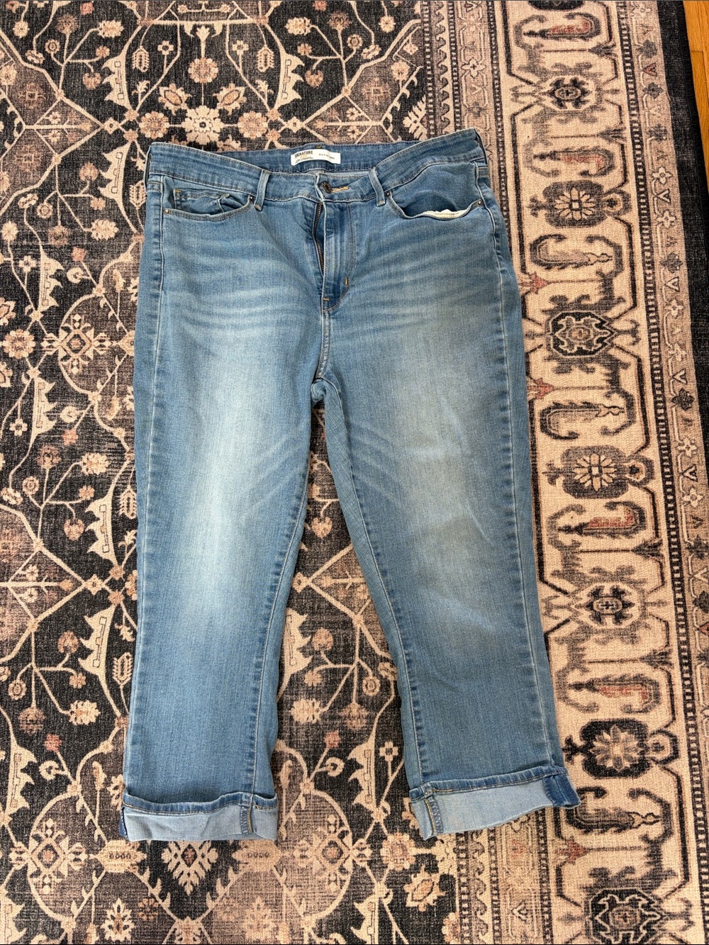 Signature by Levi Strauss Light Blue Boyfriend Cropped Jeans